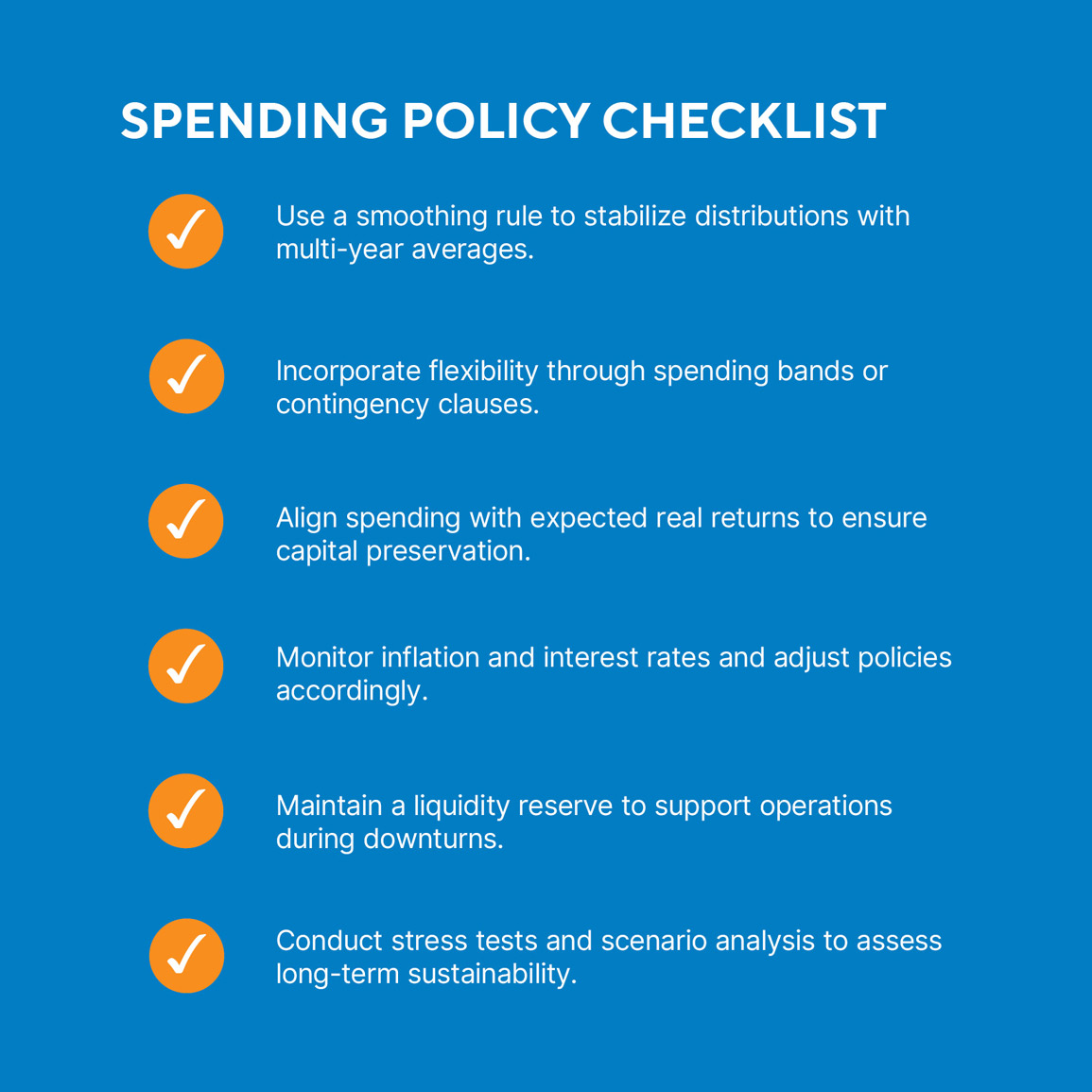 Checklist of six steps to build financial resilience for Canadian non-profits and institutional investors