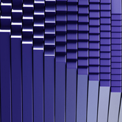 abstract image of purple rectangular bars arranged in a pattern, varying in height and shade to create a sense of depth and perspective.